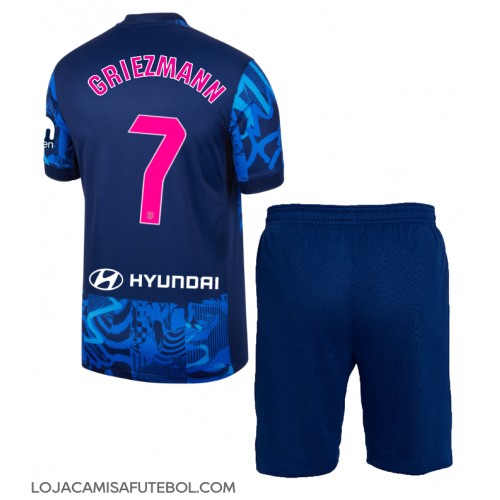 Camisa de Futebol Atletico Madrid Antoine Griezmann #7 Equipamento Alternativo Infantil 2024-25 Manga Curta (+ Calças curtas)